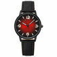 Women’s Minimalist Luminous Watch in Black Strap & Red Dial