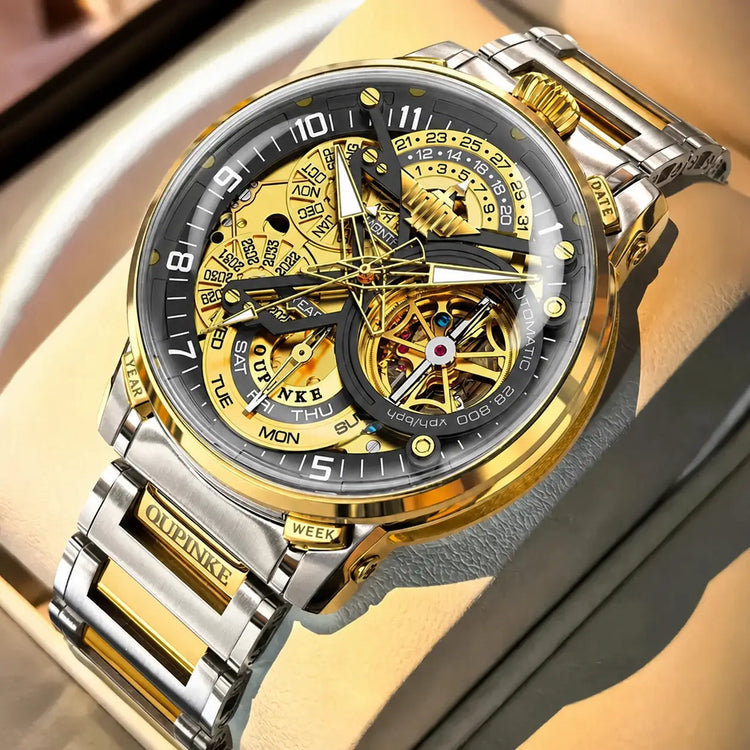 Automatic Skeleton Watch - Gold Black